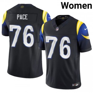 Orlando Pace LA Rams #76 Women Pro Cut Football Stitch Jersey - Midnight Blue Edition 50989832