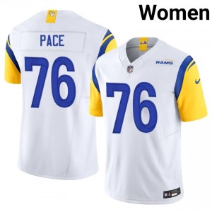 #76 Orlando Pace Los Angeles Rams Women Classic Football Embroidery Jersey - White Edition 66928753