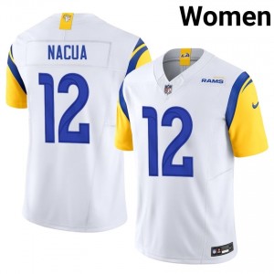 #12 Puka Nacua Los Angeles Rams Women Gameday Football Embroidery Jersey - White Edition 60505259