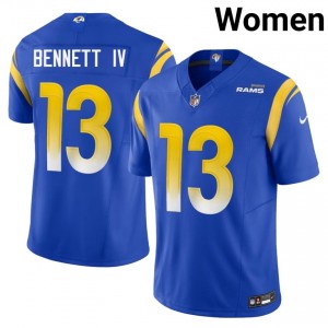 Stetson Bennett IV Los Angeles Rams #13 Women Officially Licensed Football Embroidery Jersey - Royal Edition 29104203