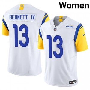 #13 Stetson Bennett IV Rams Women Player Football Stitched Jersey - White Edition 15723426