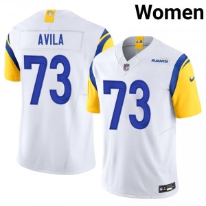 #73 Steve Avila LA Rams Women Durable Football Stitch Jersey - White Edition 68851219