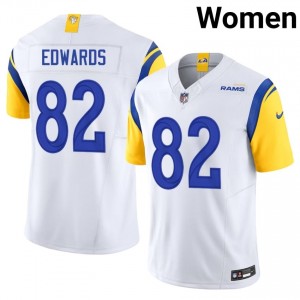 #82 Tru Edwards Rams Women Moisture Wicking Football Stitched Jersey - White Edition 16369441