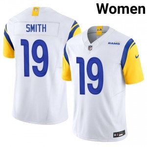#19 Xavier Smith Rams Women Premium Football Stitched Jersey - White Edition 40197168