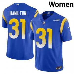 Al'zillion Hamilton LA Rams #31 Women Moisture Wicking Football Stitch Jersey - Royal Edition 72499302