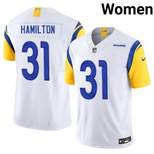 #31 Al'zillion Hamilton Los Angeles Rams Women Pro Cut Football Embroidery Jersey - White Edition 58479172