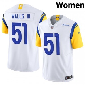 #51 Eddie Walls III Los Angeles Rams Women Premium Football Embroidery Jersey - White Edition 92087184