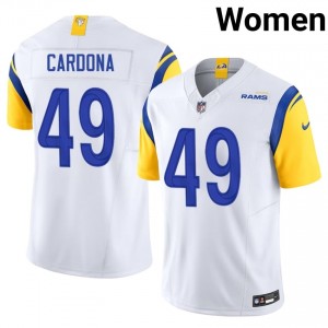 #49 Joe Cardona Los Angeles Rams Women Durable Football Embroidery Jersey - White Edition 67801677