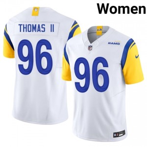 #96 Keir Thomas II LA Rams Women Moisture Wicking Football Stitch Jersey - White Edition 72862536