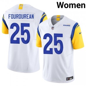 #25 Nyzier Fourqurean LA Rams Women Fresh Football Stitch Jersey - White Edition 28784652