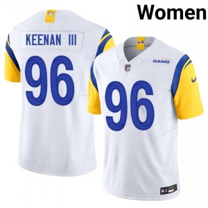 #96 Tim Keenan III Los Angeles Rams Women Player Football Embroidery Jersey - White Edition 36043625