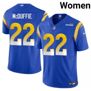 Trent McDuffie Los Angeles Rams #22 Women Premium Football Embroidery Jersey - Royal Edition 18917785