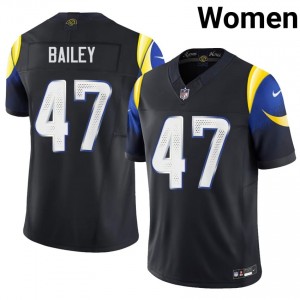 Wesley Bailey LA Rams #47 Women Genuine Football Stitch Jersey - Midnight Blue Edition 31847069
