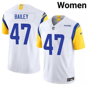 #47 Wesley Bailey Los Angeles Rams Women Elite Football Embroidery Jersey - White Edition 51130700