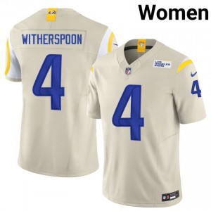 LA Rams Ahkello Witherspoon #4 Women Classic Football Stitch Jersey - Bone Edition 21305777