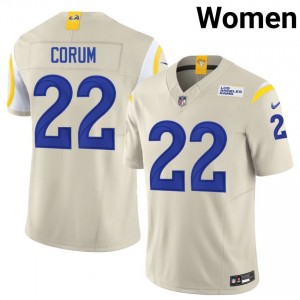 Los Angeles Rams Blake Corum #22 Women Gameday Football Embroidery Jersey - Bone Edition 67592741