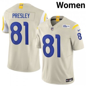 LAR Brennan Presley #81 Women Elite Thread Football Sewn Jersey - Bone Edition 80076525