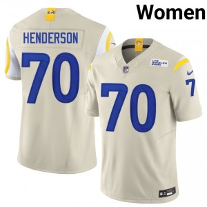 Los Angeles Rams Bryce Henderson #70 Women Pro-Grade Football Embroidery Jersey - Bone Edition 67579852