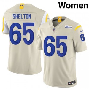 Los Angeles Rams Coleman Shelton #65 Women Authentic Football Embroidery Jersey - Bone Edition 74157686