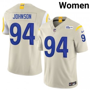 LAR Desjuan Johnson #94 Women Premium Football Sewn Jersey - Bone Edition 57972118