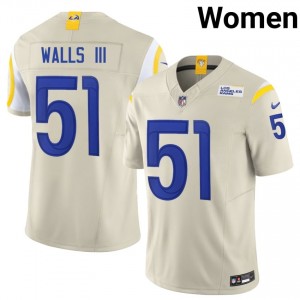 Rams Eddie Walls III #51 Women Authentic Football Stitched Jersey - Bone Edition 73772489