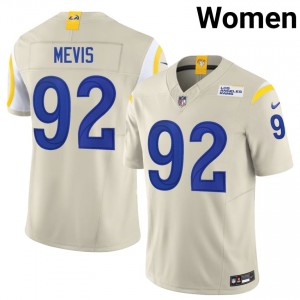 Los Angeles Rams Harrison Mevis #92 Women Pro-Grade Football Embroidery Jersey - Bone Edition 48697802