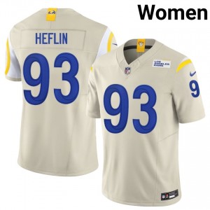 Rams Jack Heflin #93 Women Moisture Wicking Football Stitched Jersey - Bone Edition 75419894