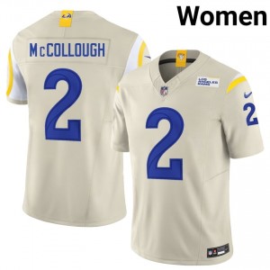 Los Angeles Rams Jaylen McCollough #2 Women Officially Licensed Football Embroidery Jersey - Bone Edition 96922844
