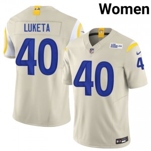 Los Angeles Rams Jesse Luketa #40 Women Gameday Football Embroidery Jersey - Bone Edition 54178653