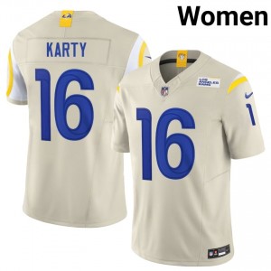 Rams Joshua Karty #16 Women Elite Thread Football Stitched Jersey - Bone Edition 27123873