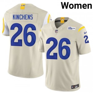 LA Rams Kamren Kinchens #26 Women Iconic Football Stitch Jersey - Bone Edition 21576670