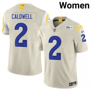 Los Angeles Rams Matthew Caldwell #2 Women Elite Thread Football Embroidery Jersey - Bone Edition 19028576