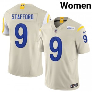 LA Rams Matthew Stafford #9 Women Elite Football Stitch Jersey - Bone Edition 15560004