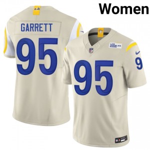 LA Rams Myles Garrett #95 Women Moisture Wicking Football Stitch Jersey - Bone Edition 91899459