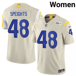 LAR Omar Speights #48 Women Iconic Football Sewn Jersey - Bone Edition 74213543