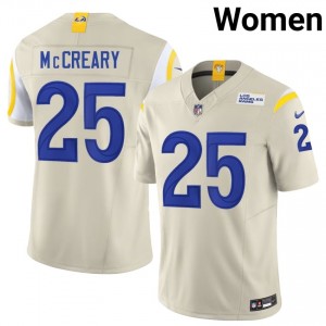 Rams Roger McCreary #25 Women Elite Football Stitched Jersey - Bone Edition 17215429