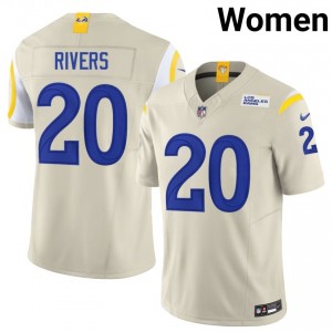 LA Rams Ronnie Rivers #20 Women Classic Football Stitch Jersey - Bone Edition 60945250