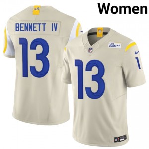 LA Rams Stetson Bennett IV #13 Women Fresh Football Stitch Jersey - Bone Edition 27181639
