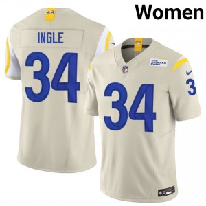 LA Rams Tanner Ingle #34 Women Elite Thread Football Stitch Jersey - Bone Edition 80451783