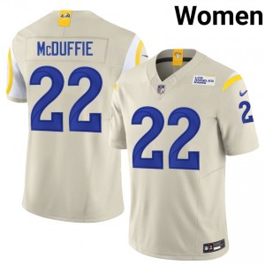 LA Rams Trent McDuffie #22 Women Gameday Football Stitch Jersey - Bone Edition 86076102