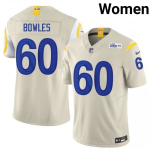 Rams Wyatt Bowles #60 Women Iconic Football Stitched Jersey - Bone Edition 36559110