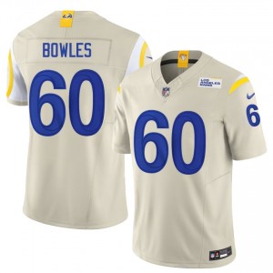 #60 Wyatt Bowles Los Angeles Rams Men Pro Cut Football Embroidery Jersey - Bone Edition 35172599