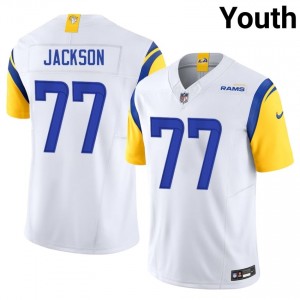 LA Rams Alaric Jackson #77 Youth Elite Thread Football Stitch Jersey - White Edition 38222321