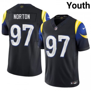#97 Bill Norton LA Rams Youth Premium Football Stitch Jersey - Midnight Blue Edition 57529471