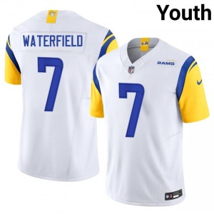 LA Rams Bob Waterfield #7 Youth Pro-Grade Football Stitch Jersey - White Edition 18288291
