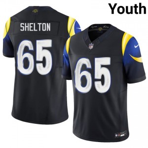 #65 Coleman Shelton LA Rams Youth Elite Thread Football Stitch Jersey - Midnight Blue Edition 93767979