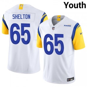 LAR Coleman Shelton #65 Youth Exclusive Football Sewn Jersey - White Edition 40772448
