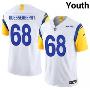 LA Rams David Quessenberry #68 Youth Iconic Football Stitch Jersey - White Edition 51286555