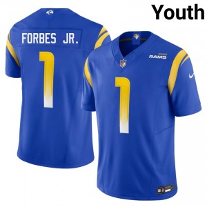 #1 Emmanuel Forbes Jr. Los Angeles Rams Youth Pro-Grade Football Embroidery Jersey - Royal Edition 25219097