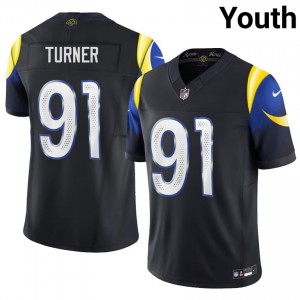 #91 Kobie Turner Los Angeles Rams Youth Exclusive Football Embroidery Jersey - Midnight Blue Edition 56668501